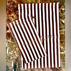 HENRI BENDEL ICONIC CLASSIC CENTENNIAL BROWN STRIPE DUST BAGS SET OF 2